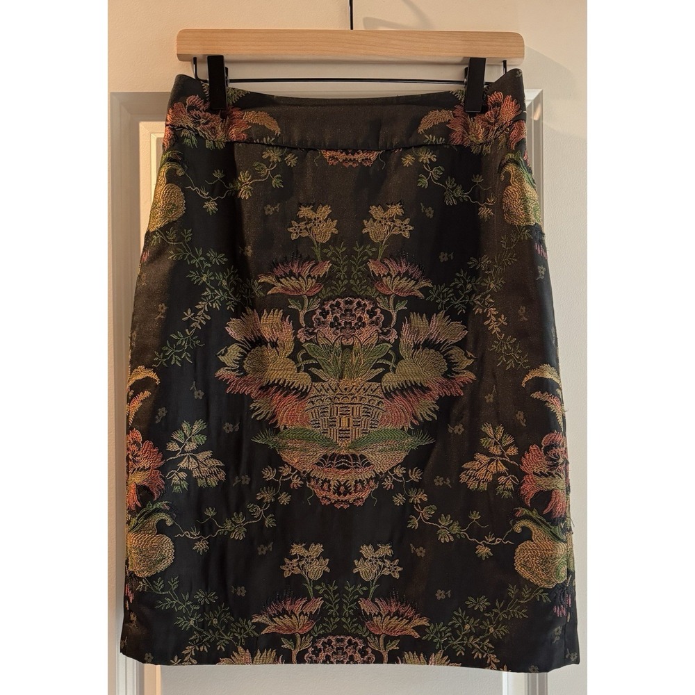 CAbi Tapestry Pencil Skirt Size 6 Floral Brocade Jacquard Lined Career Midi